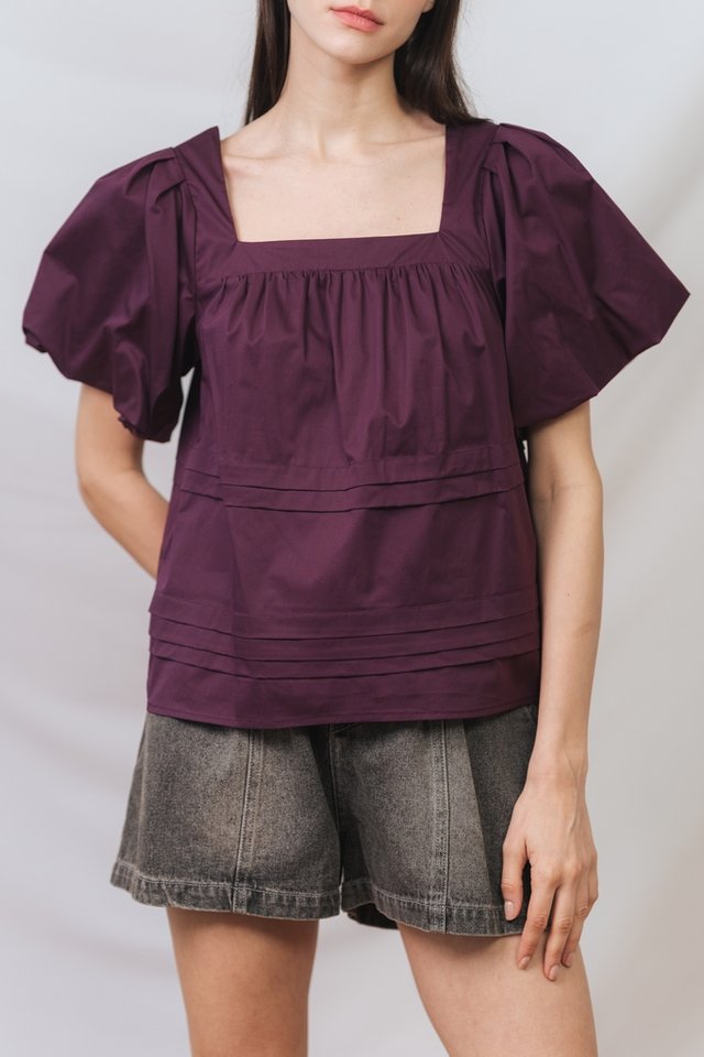 Arabella Relaxed Boxy Top in Deep Plum