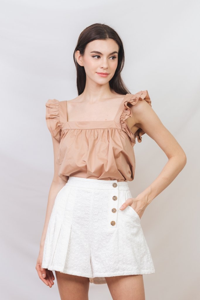 Saoirse Ruffles Top in Mocha