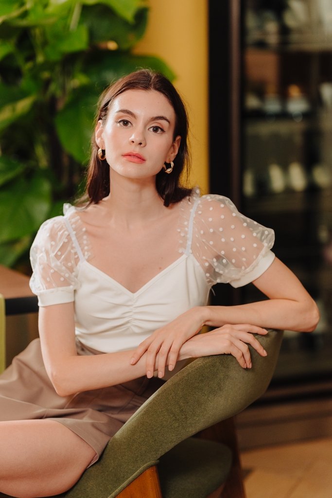 Lila Sweetheart Cotton Top in White