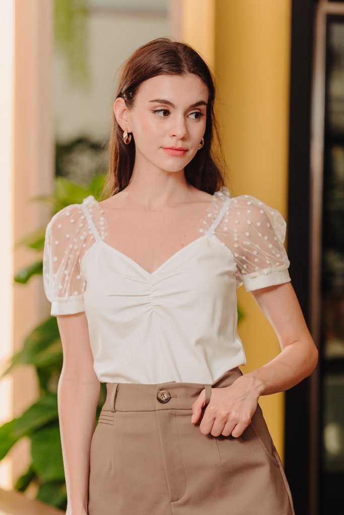 Lila Sweetheart Cotton Top in White