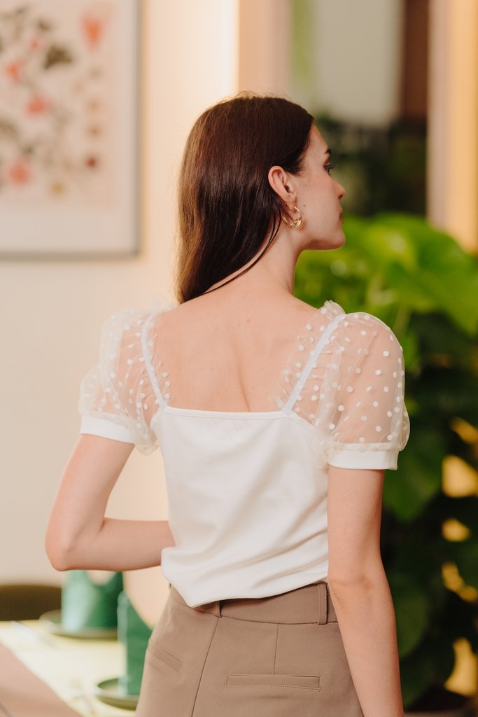 Lila Sweetheart Cotton Top in White