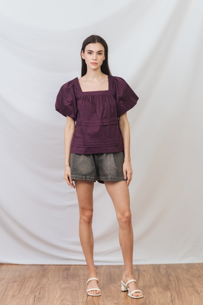 Arabella Relaxed Boxy Top in Deep Plum (XS)