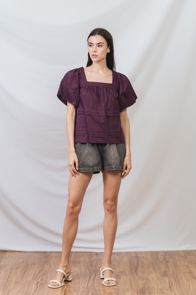 Arabella Relaxed Boxy Top in Deep Plum (XS)