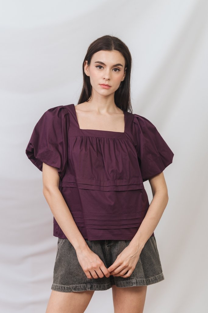 Arabella Relaxed Boxy Top in Deep Plum (XS)