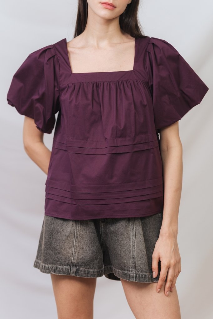 Arabella Relaxed Boxy Top in Deep Plum (XS)