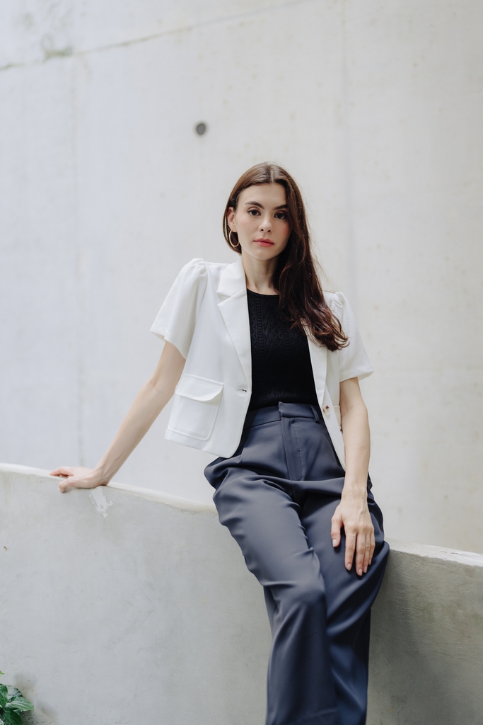 White open sleeve blazer hot sale