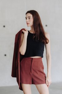 Teagan HIgh Waist Short in Brown (XS)