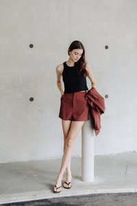 Teagan HIgh Waist Short in Brown (XS)