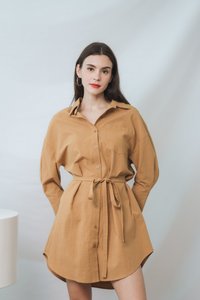 Ingrid Button Shirt Dress in Khaki