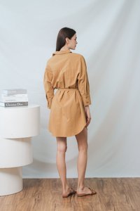 Ingrid Button Shirt Dress in Khaki