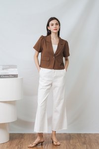 Deborah Short Sleeve Blazer in Brown (XS)