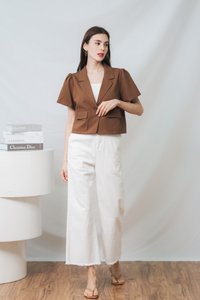 Deborah Short Sleeve Blazer in Brown (XS)