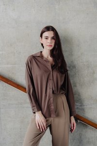 Colleen Button Shirt in Brown (L)