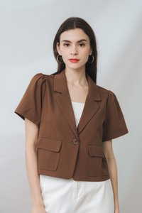 Deborah Short Sleeve Blazer in Brown (XS)