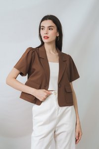 Deborah Short Sleeve Blazer in Brown (XS)