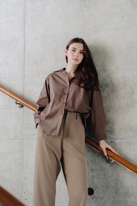 Colleen Button Shirt in Brown (L)