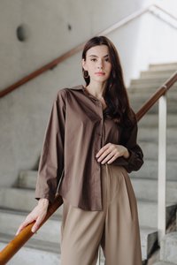 Colleen Button Shirt in Brown (L)