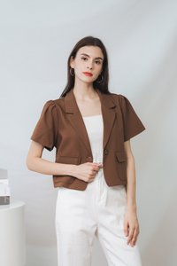 Deborah Short Sleeve Blazer in Brown (XS)