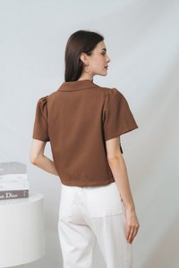 Deborah Short Sleeve Blazer in Brown (XS)