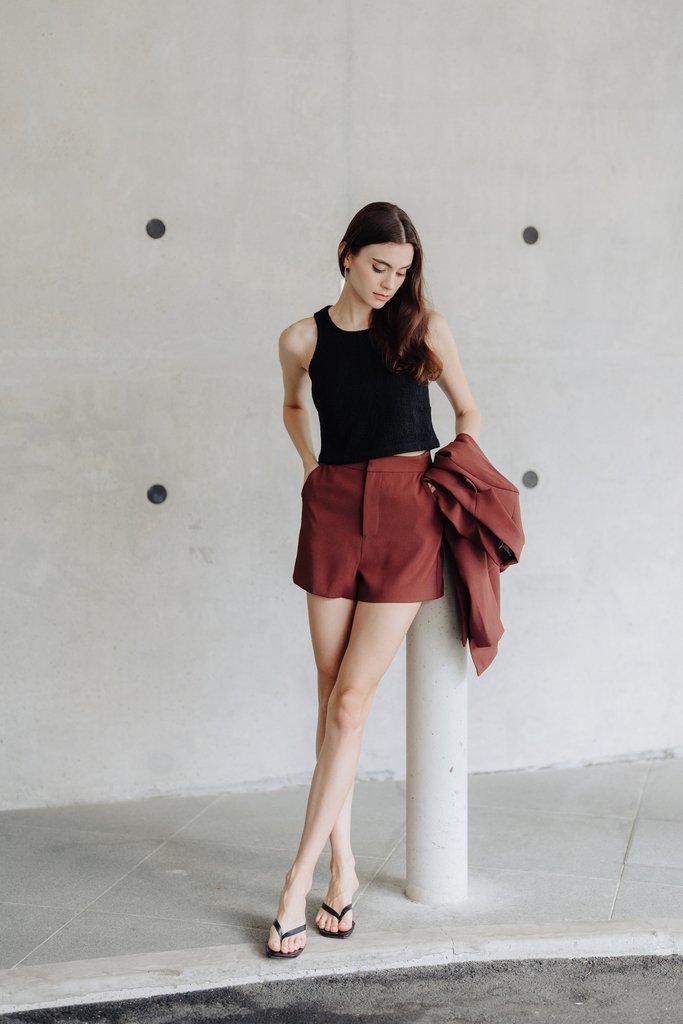 Teagan HIgh Waist Short in Brown (XS)
