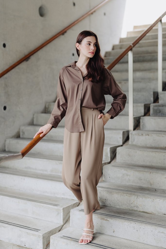 Colleen Button Shirt in Brown (L)