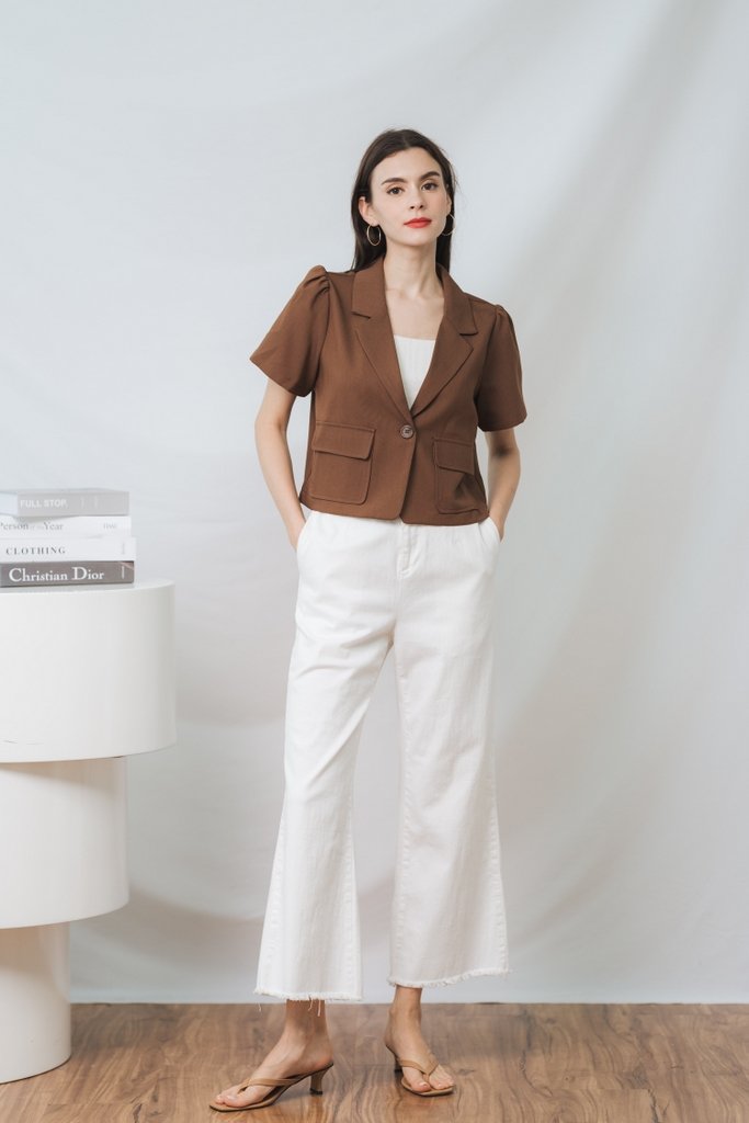 Deborah Short Sleeve Blazer in Brown (XS)