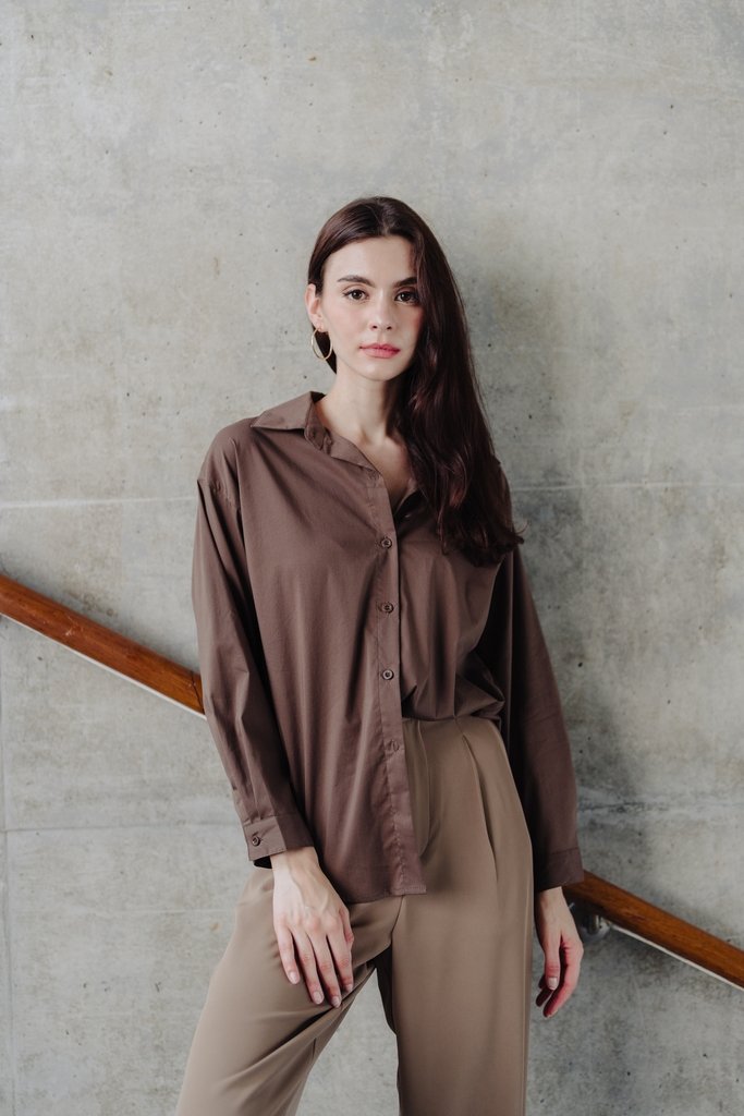 Colleen Button Shirt in Brown (L)