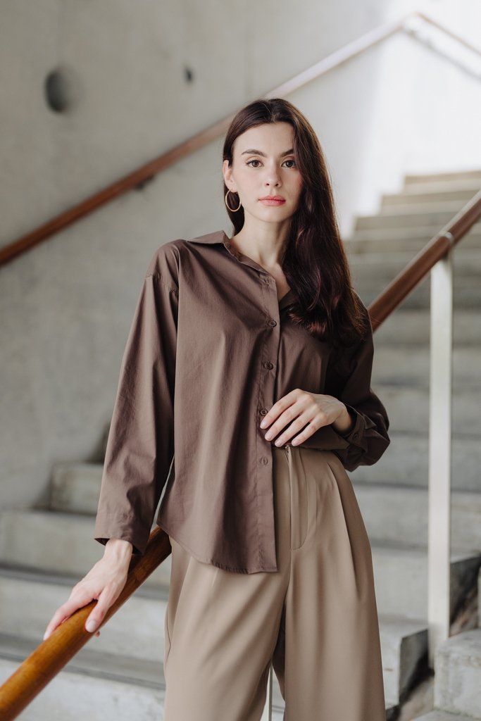 Colleen Button Shirt in Brown (L)