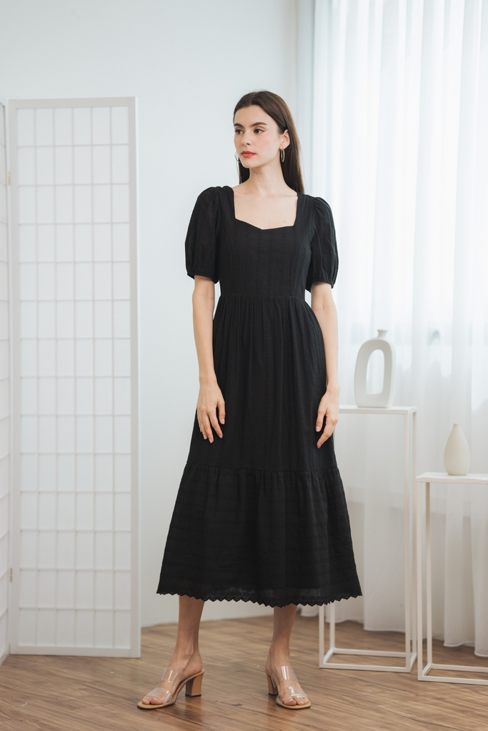 Black eyelet 2025 maxi dress