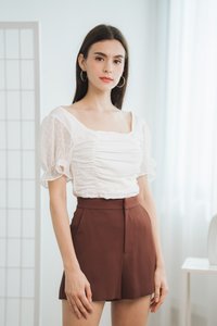 Arianna Ruched Smocked Back Top in White (XS)