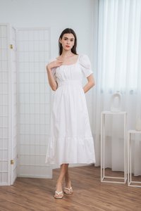 Robyn Puff Sleeve Maxi Dress in White(S)