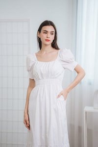 Robyn Puff Sleeve Maxi Dress in White(S)