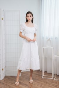 Robyn Puff Sleeve Maxi Dress in White(S)