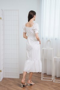 Robyn Puff Sleeve Maxi Dress in White(S)