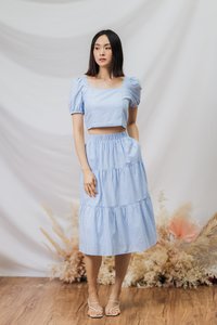 Sabby Gingham Crop Top in Blue Gingham (XS)