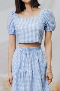 Sabby Gingham Crop Top in Blue Gingham (XS)