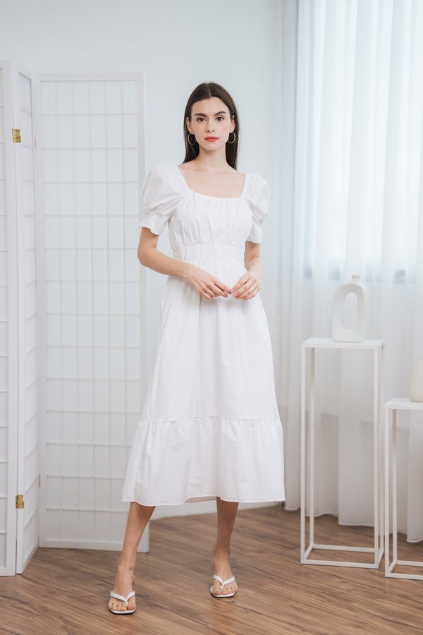 Robyn Puff Sleeve Maxi Dress in White (S)