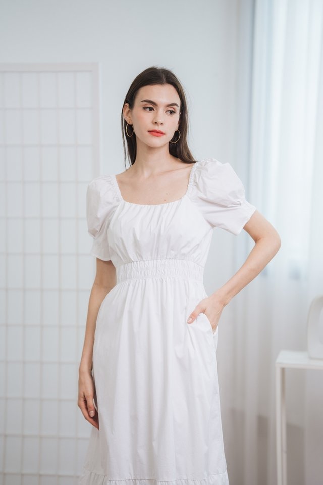 Robyn Puff Sleeve Maxi Dress in White