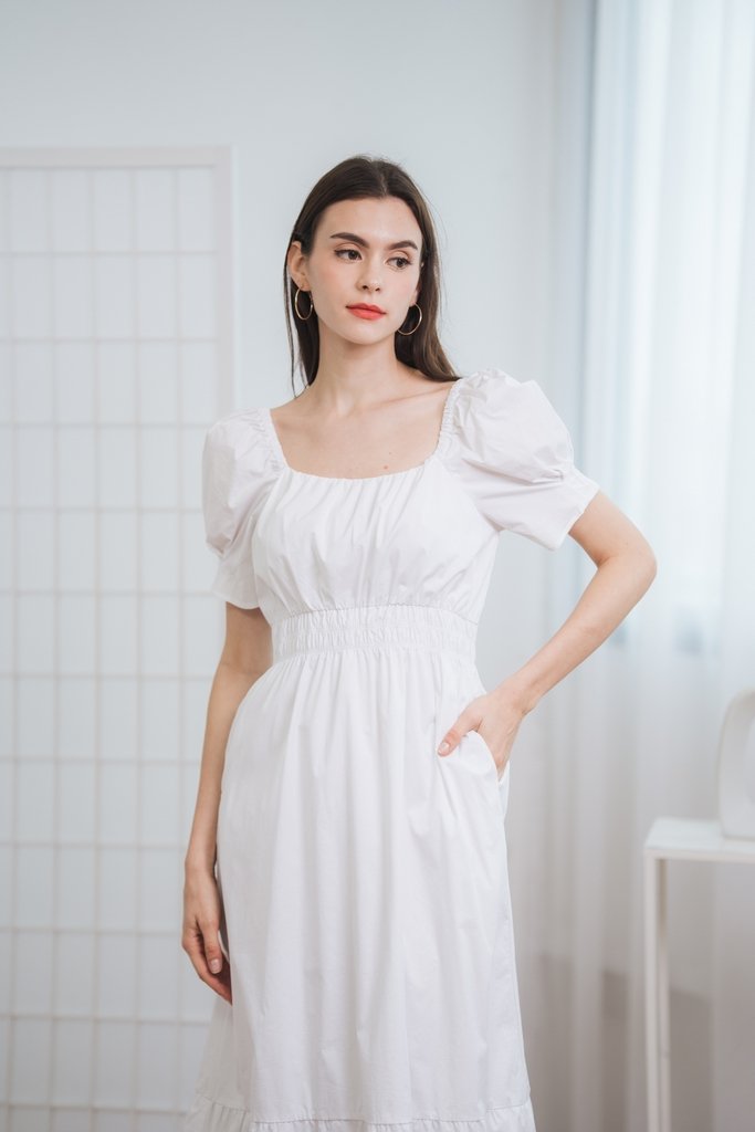 Robyn Puff Sleeve Maxi Dress in White(S)