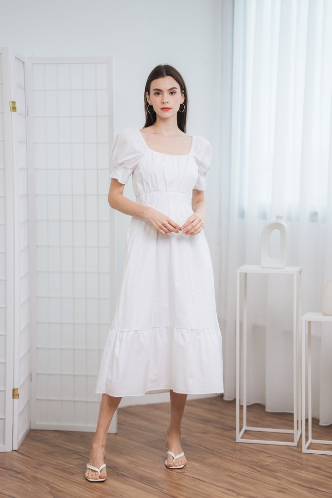 Robyn Puff Sleeve Maxi Dress in White(S)