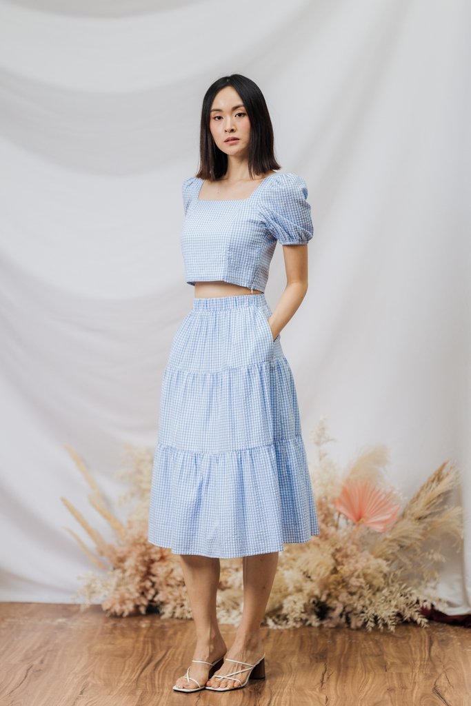 Sabby Gingham Crop Top in Blue Gingham (XS)