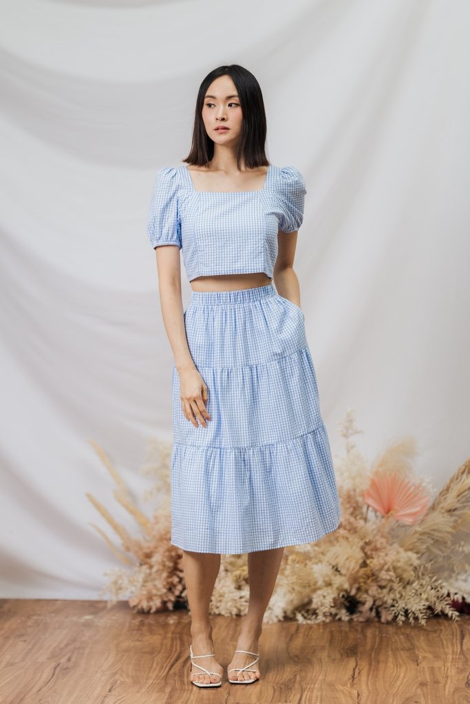 Sabby Gingham Crop Top in Blue Gingham (XS)