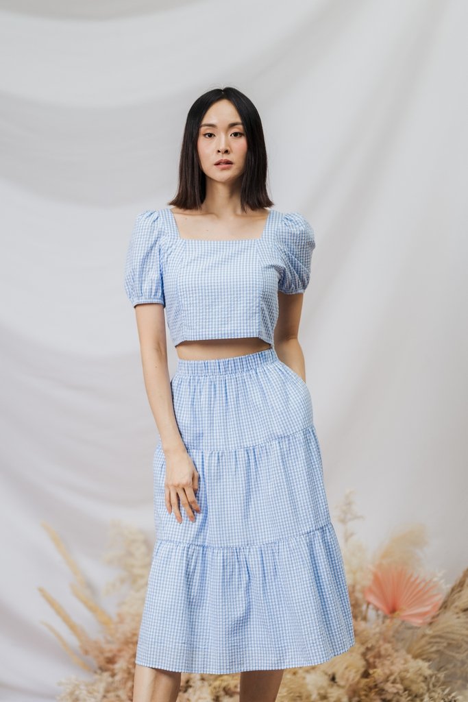 Sabby Gingham Crop Top in Blue Gingham (XS)