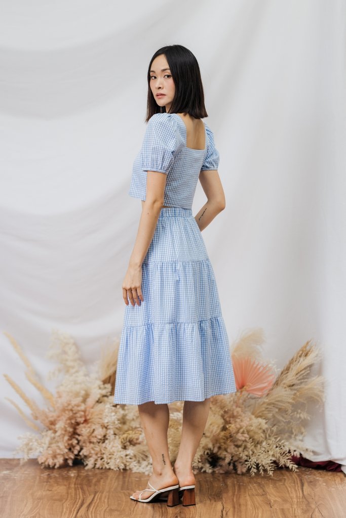 Sabby Gingham Crop Top in Blue Gingham (XS)