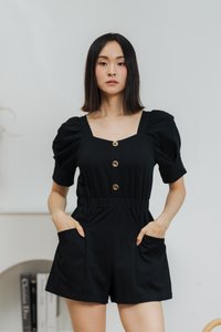 Kendall Pocket Romper in Black (XS)