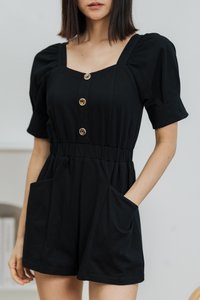 Kendall Pocket Romper in Black (XS)