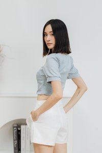 Jadri Checkered Crop Top in Blue (XS)