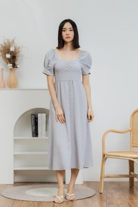 Tamara Sweetheart Midi Dress in Grey (XS)