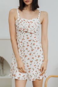 Danna Pleated Floral Dress in White