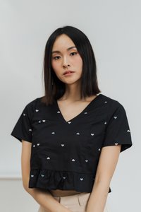 Gigi Hearts Embroidered Top in Black (XS)